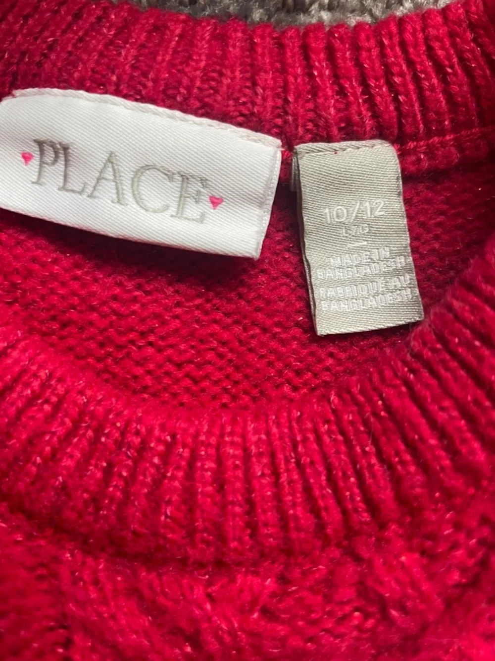 Children's Place Red Knit Long-Sleeve Flared Sweater Dress Rhinestones Size L